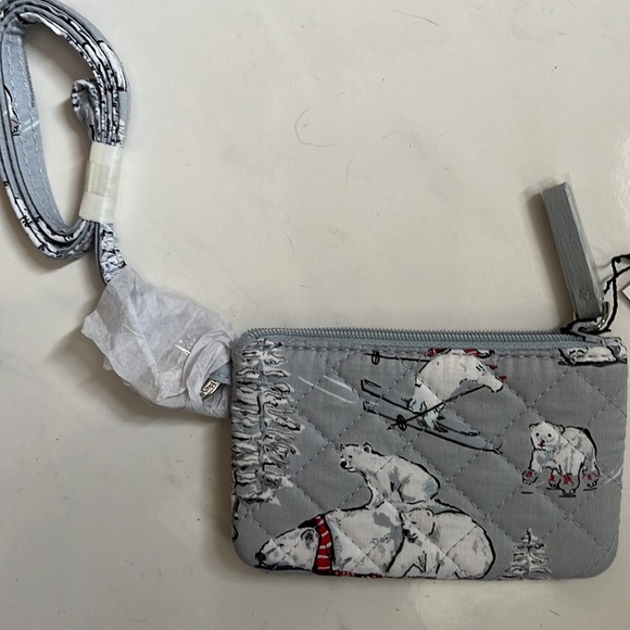 Vera Bradley  NWT   5x3  Zippered wallet  key ring   Lanyard  Quilted by/ Rd/ Bk - Picture 3 of 5